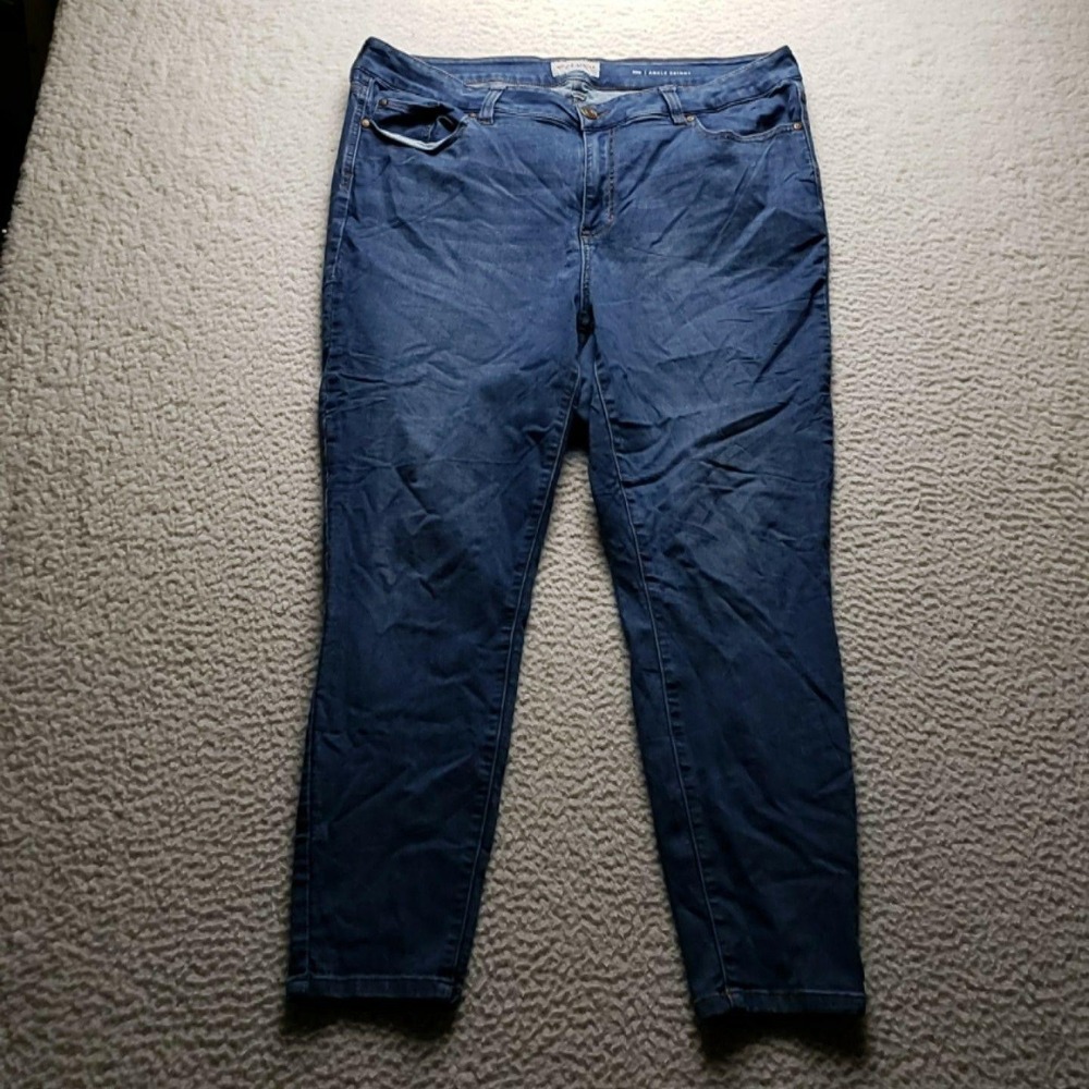 Molly & Isadora Jeans Womens Plus 20W Medium Wash Ankle Skinny Stretch Denim
